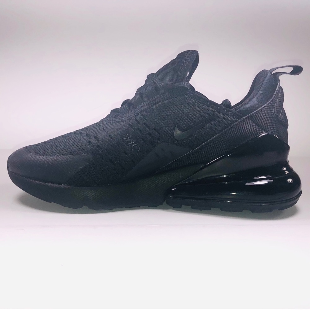 Nike Air Max 270 GS Triple Black Athletic Sneakers - Picture 3 of 9